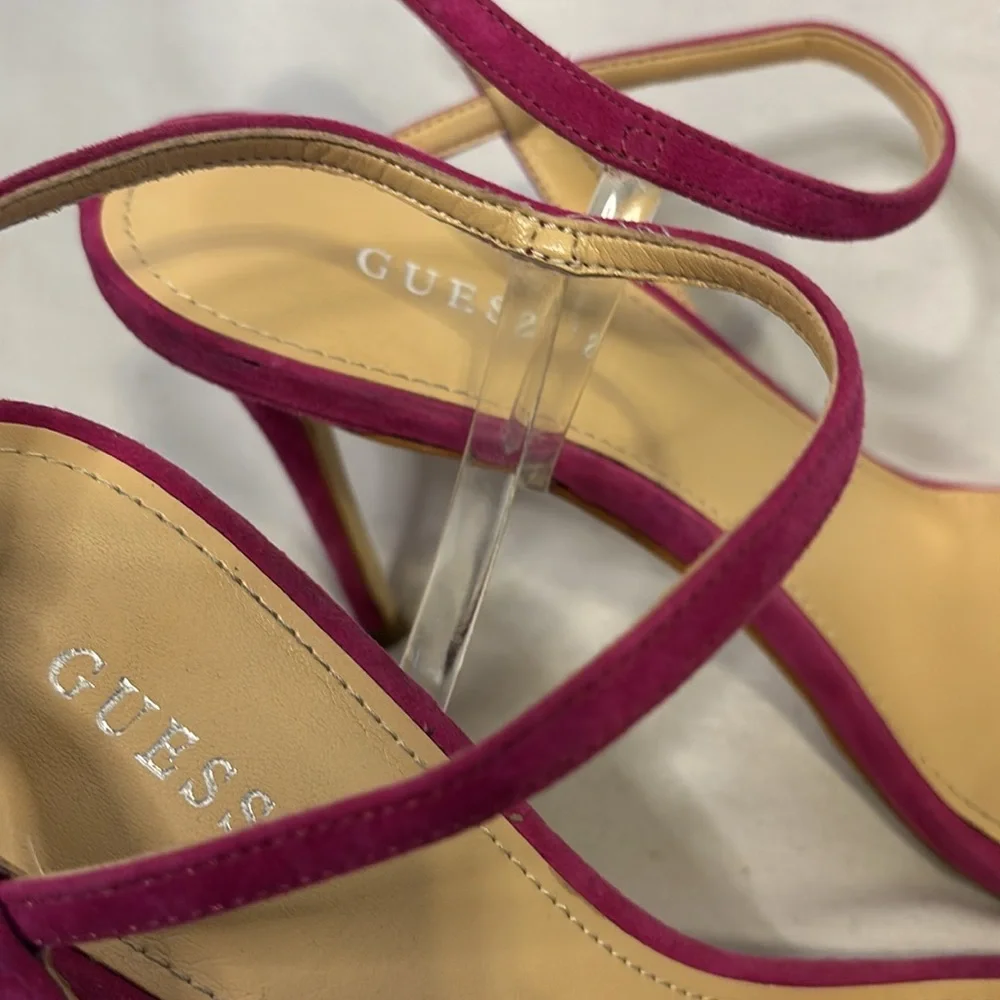 Guess Women's Kabelle4 Heeled Sandal Fuchsia Size 9 Strappy Stiletto Suede - Picture 3 of 8